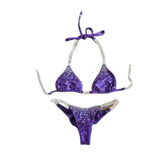 Unbranded Other - Women's Purple Rhinestone Bikini Competition Suit Size